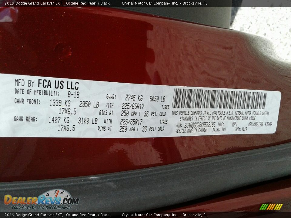 2019 Dodge Grand Caravan SXT Octane Red Pearl / Black Photo #22