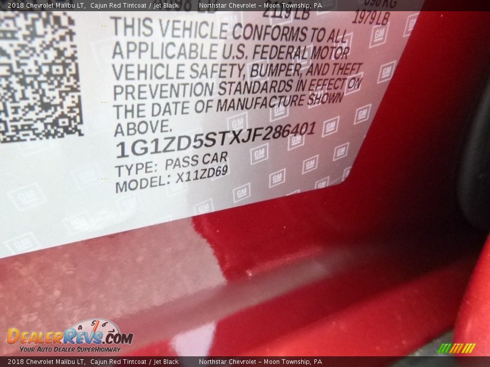 2018 Chevrolet Malibu LT Cajun Red Tintcoat / Jet Black Photo #16