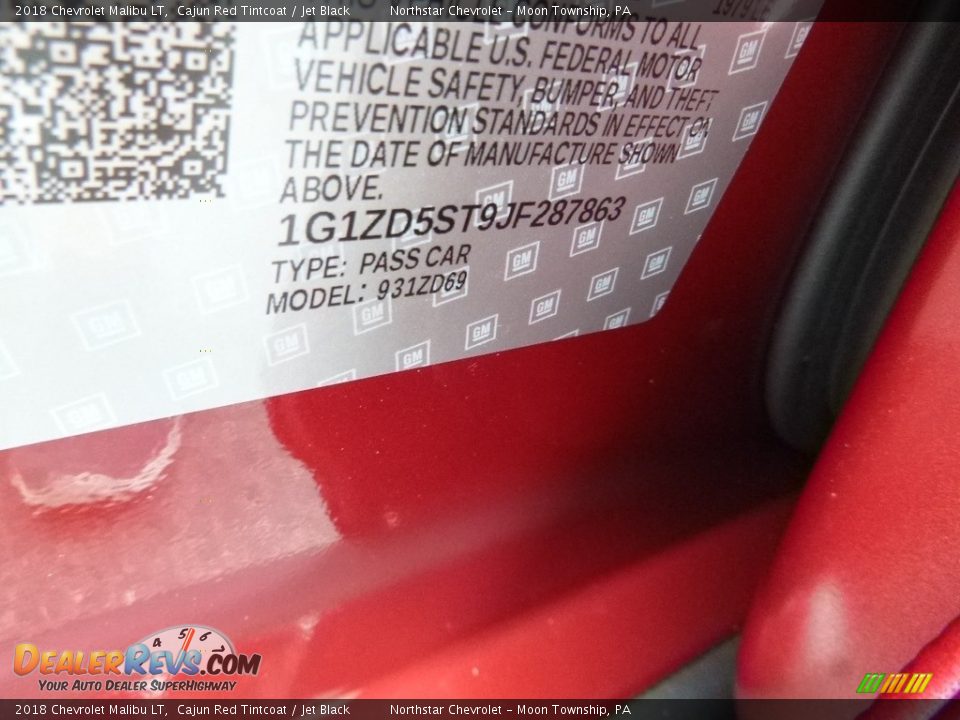 2018 Chevrolet Malibu LT Cajun Red Tintcoat / Jet Black Photo #15