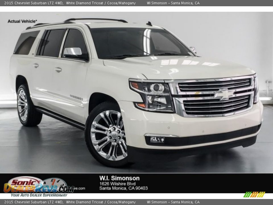 2015 Chevrolet Suburban LTZ 4WD White Diamond Tricoat / Cocoa/Mahogany Photo #1