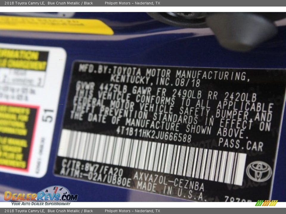 2018 Toyota Camry LE Blue Crush Metallic / Black Photo #33