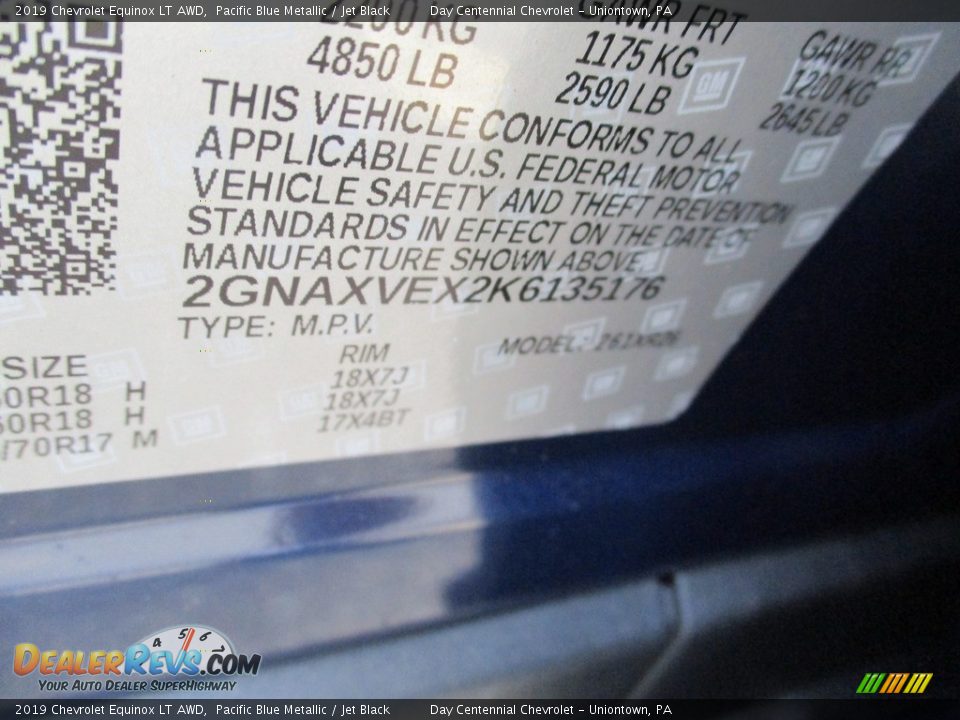 2019 Chevrolet Equinox LT AWD Pacific Blue Metallic / Jet Black Photo #14