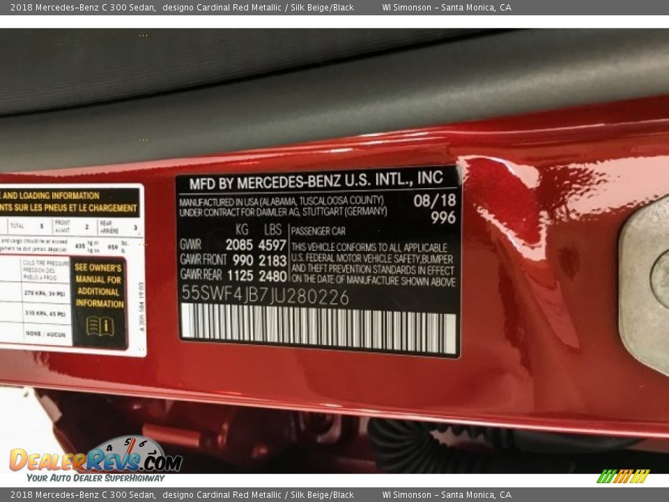 2018 Mercedes-Benz C 300 Sedan designo Cardinal Red Metallic / Silk Beige/Black Photo #11
