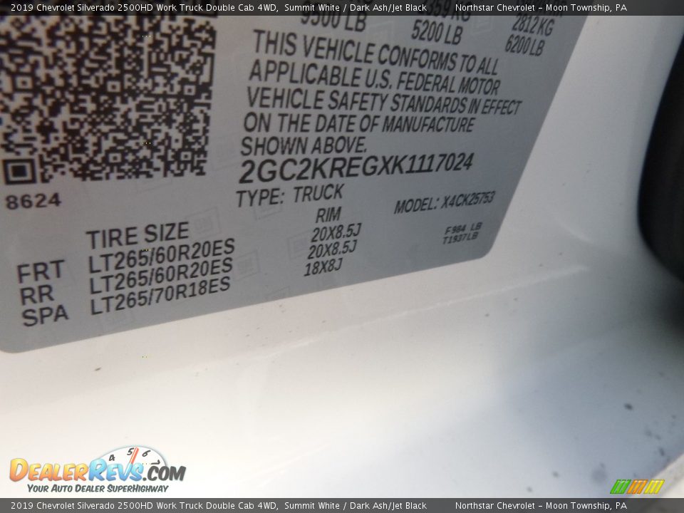 2019 Chevrolet Silverado 2500HD Work Truck Double Cab 4WD Summit White / Dark Ash/Jet Black Photo #16