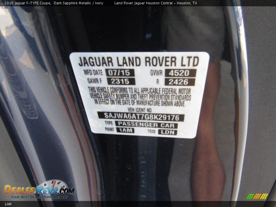 Jaguar Color Code 1AM Dark Sapphire Metallic