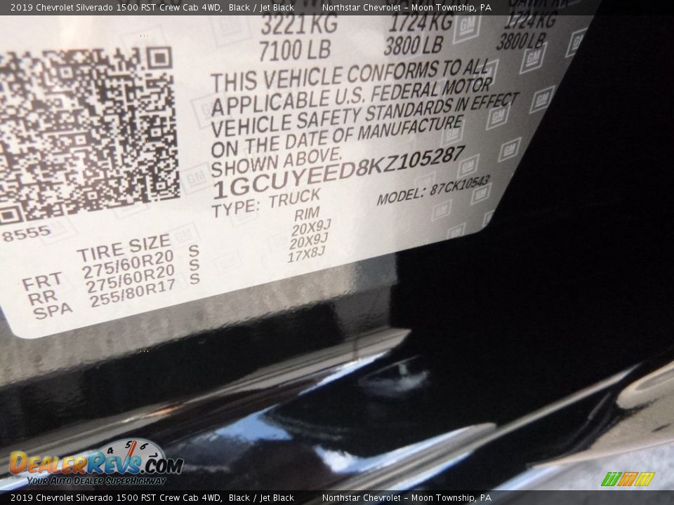 2019 Chevrolet Silverado 1500 RST Crew Cab 4WD Black / Jet Black Photo #16