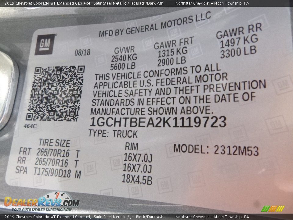 2019 Chevrolet Colorado WT Extended Cab 4x4 Satin Steel Metallic / Jet Black/Dark Ash Photo #12