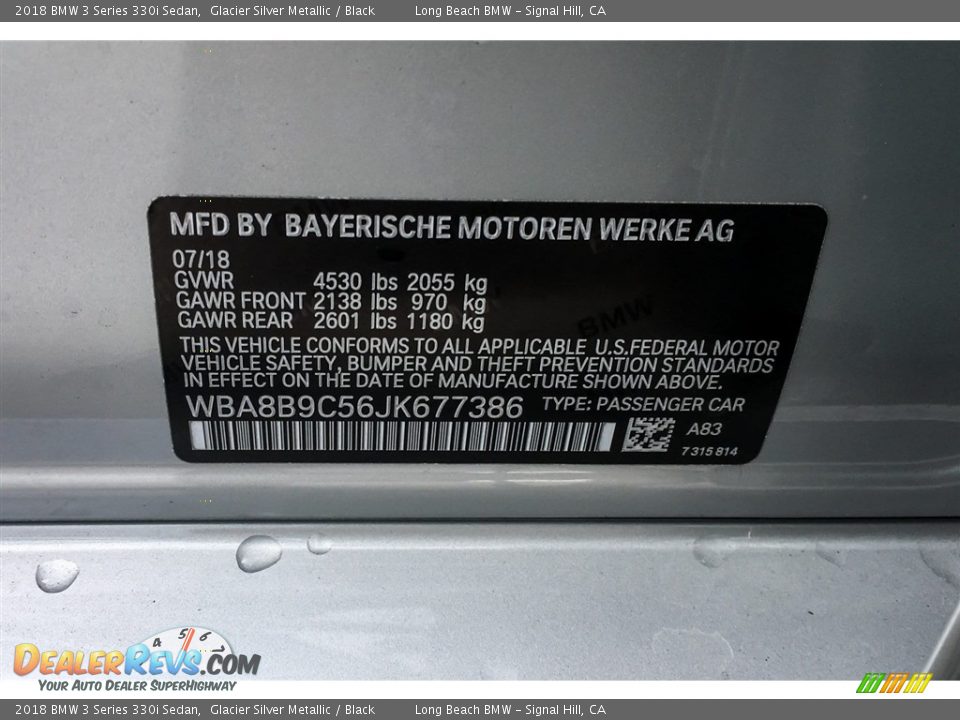 2018 BMW 3 Series 330i Sedan Glacier Silver Metallic / Black Photo #11