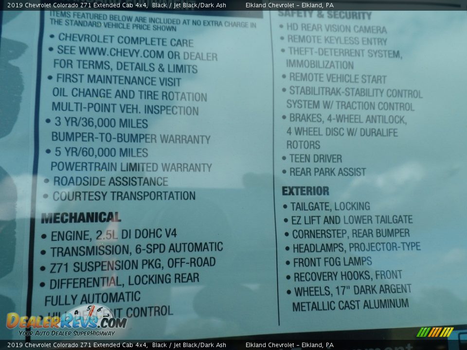 2019 Chevrolet Colorado Z71 Extended Cab 4x4 Black / Jet Black/Dark Ash Photo #36