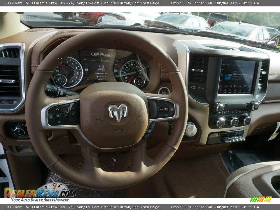 2019 Ram 1500 Laramie Crew Cab 4x4 Ivory Tri–Coat / Mountain Brown/Light Frost Beige Photo #6