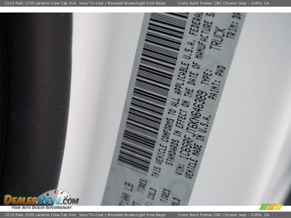 2019 Ram 1500 Laramie Crew Cab 4x4 Ivory Tri–Coat / Mountain Brown/Light Frost Beige Photo #16
