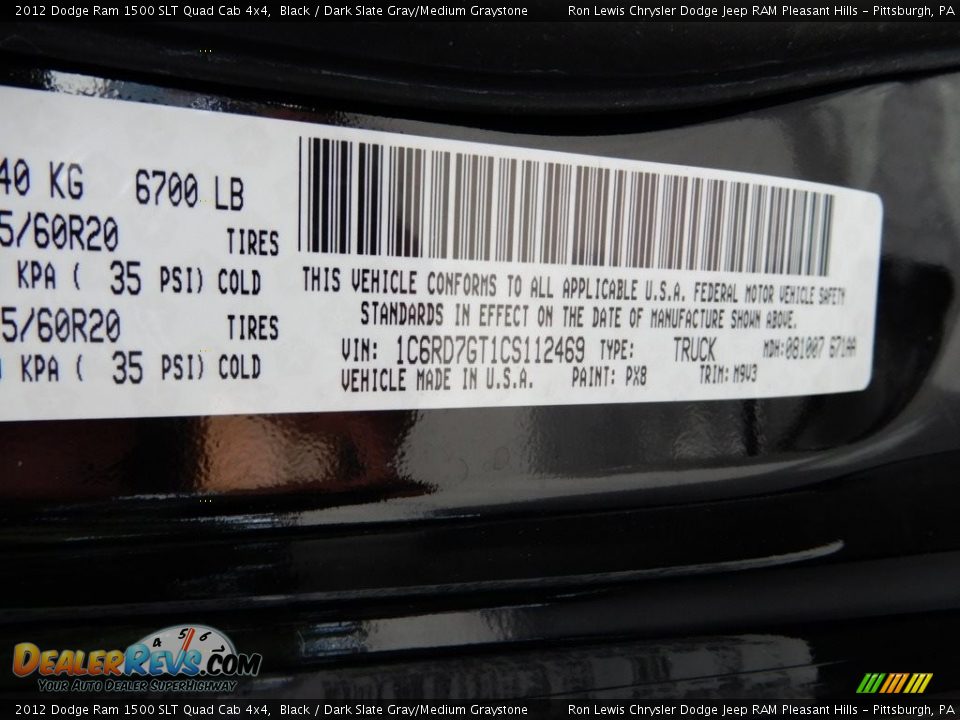 2012 Dodge Ram 1500 SLT Quad Cab 4x4 Black / Dark Slate Gray/Medium Graystone Photo #15