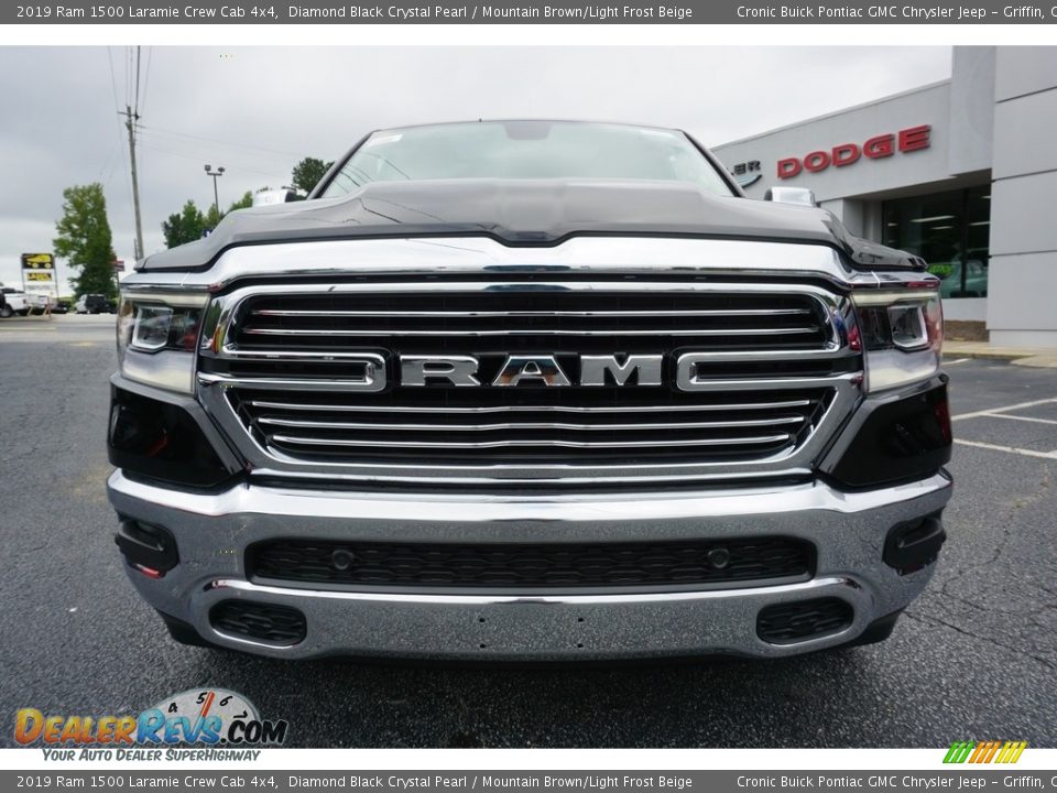 2019 Ram 1500 Laramie Crew Cab 4x4 Diamond Black Crystal Pearl / Mountain Brown/Light Frost Beige Photo #2