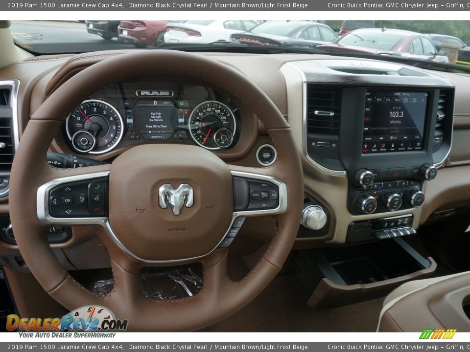 2019 Ram 1500 Laramie Crew Cab 4x4 Diamond Black Crystal Pearl / Mountain Brown/Light Frost Beige Photo #5