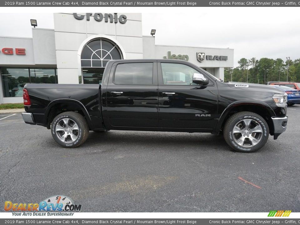 2019 Ram 1500 Laramie Crew Cab 4x4 Diamond Black Crystal Pearl / Mountain Brown/Light Frost Beige Photo #12