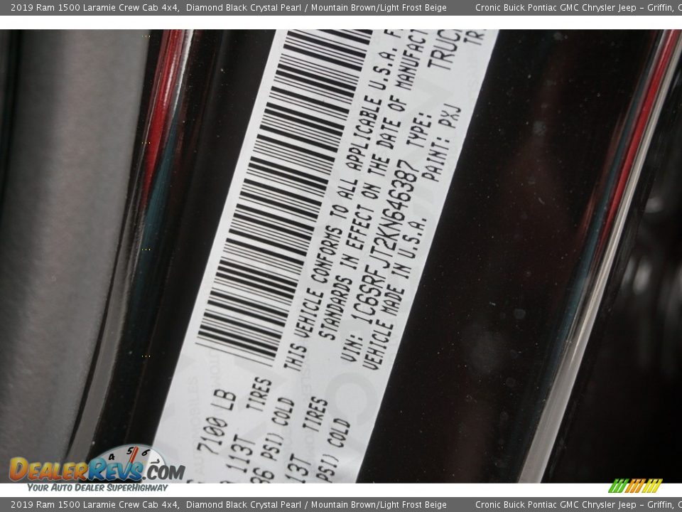 2019 Ram 1500 Laramie Crew Cab 4x4 Diamond Black Crystal Pearl / Mountain Brown/Light Frost Beige Photo #17
