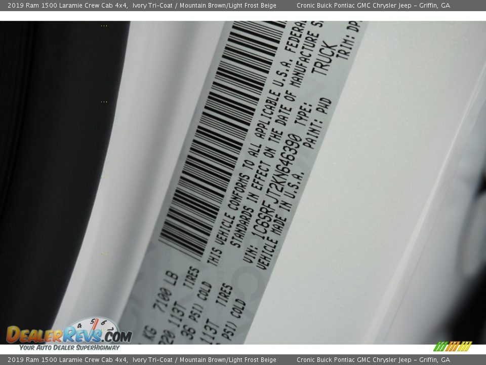 2019 Ram 1500 Laramie Crew Cab 4x4 Ivory Tri–Coat / Mountain Brown/Light Frost Beige Photo #16
