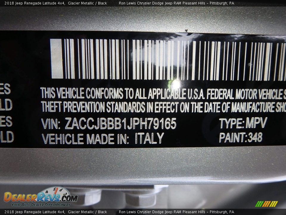 2018 Jeep Renegade Latitude 4x4 Glacier Metallic / Black Photo #14