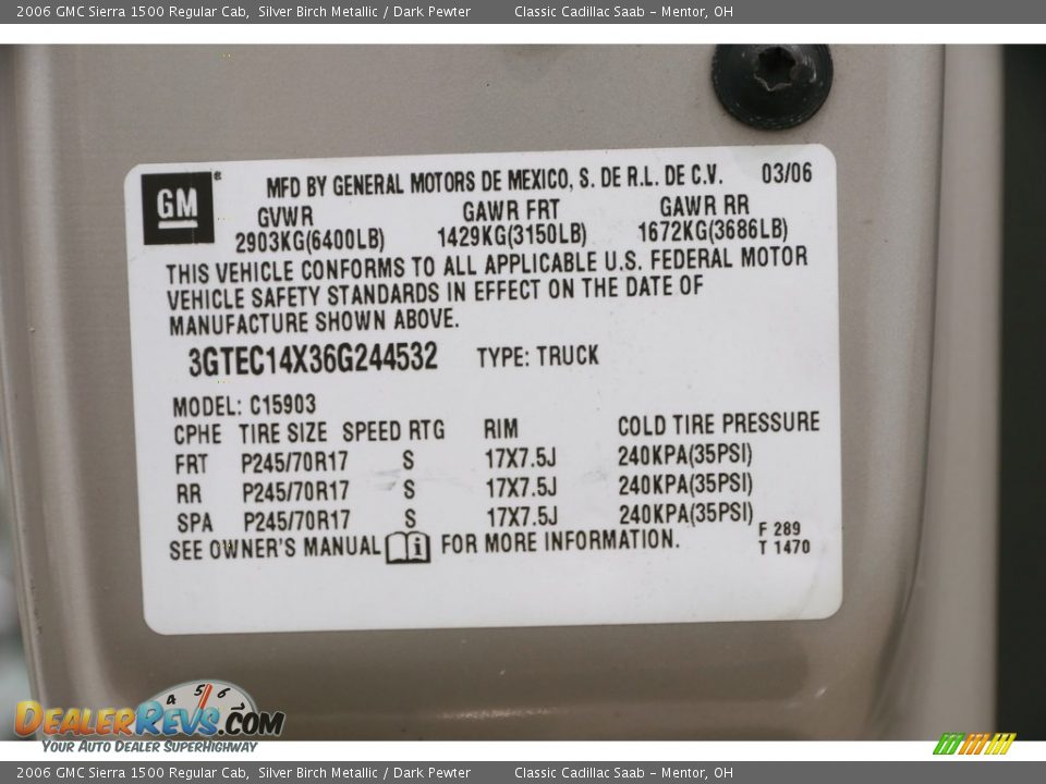 2006 GMC Sierra 1500 Regular Cab Silver Birch Metallic / Dark Pewter Photo #12