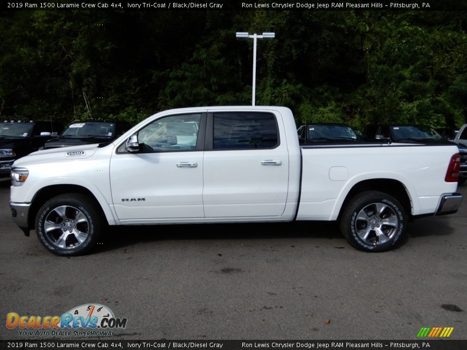 2019 Ram 1500 Laramie Crew Cab 4x4 Ivory Tri–Coat / Black/Diesel Gray Photo #2