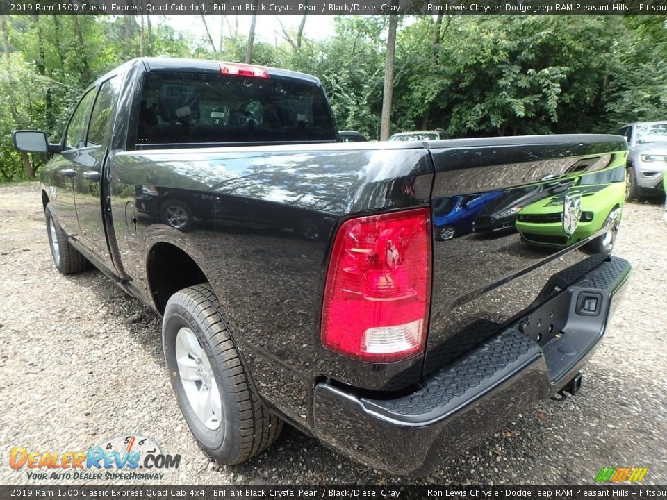 2019 Ram 1500 Classic Express Quad Cab 4x4 Brilliant Black Crystal Pearl / Black/Diesel Gray Photo #3