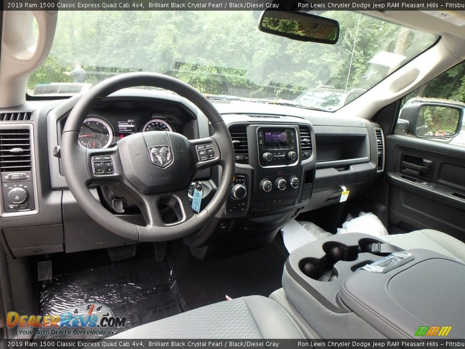2019 Ram 1500 Classic Express Quad Cab 4x4 Brilliant Black Crystal Pearl / Black/Diesel Gray Photo #12