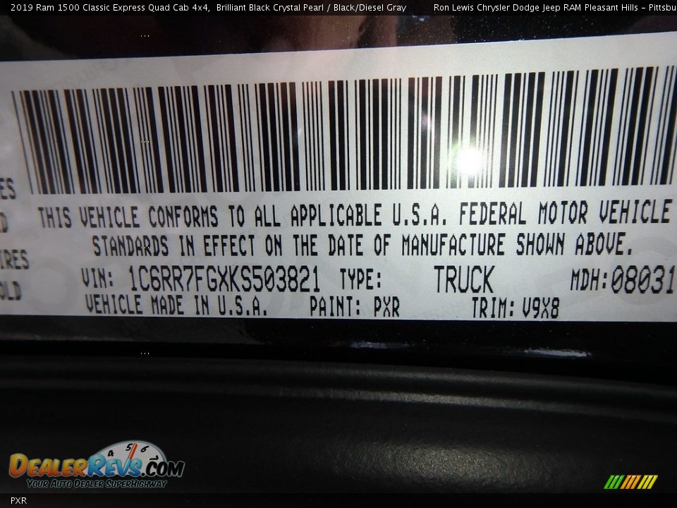 Ram Color Code PXR Brilliant Black Crystal Pearl