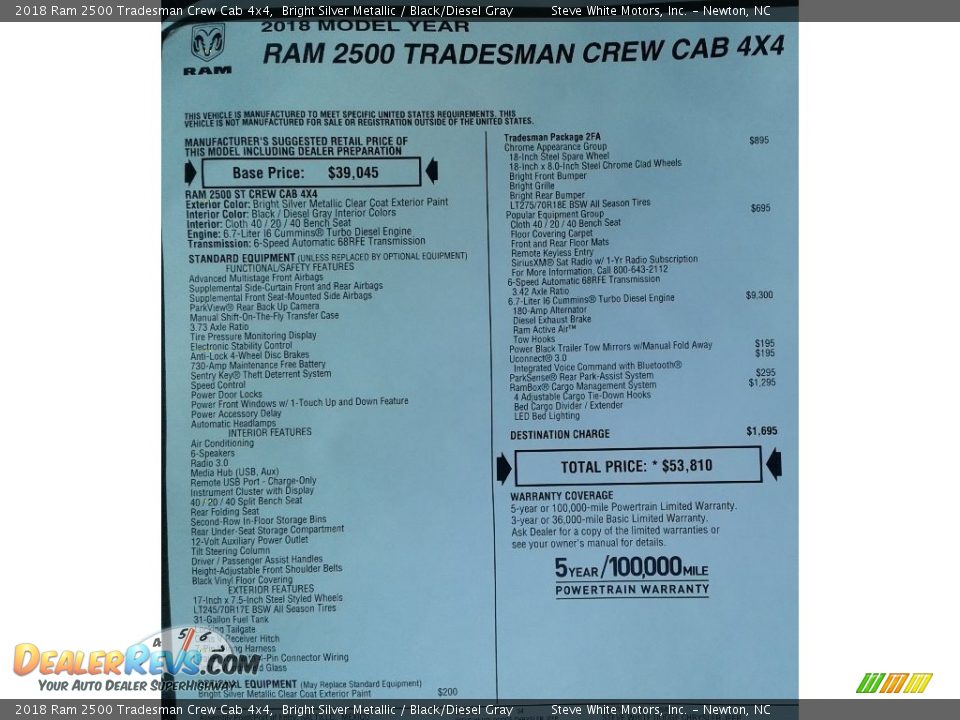 2018 Ram 2500 Tradesman Crew Cab 4x4 Bright Silver Metallic / Black/Diesel Gray Photo #30