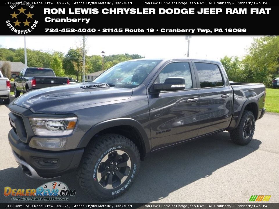 2019 Ram 1500 Rebel Crew Cab 4x4 Granite Crystal Metallic / Black/Red Photo #1