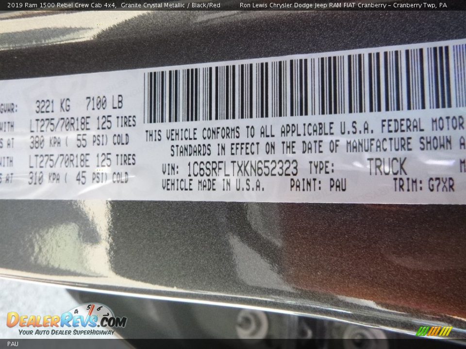 Ram Color Code PAU Granite Crystal Metallic