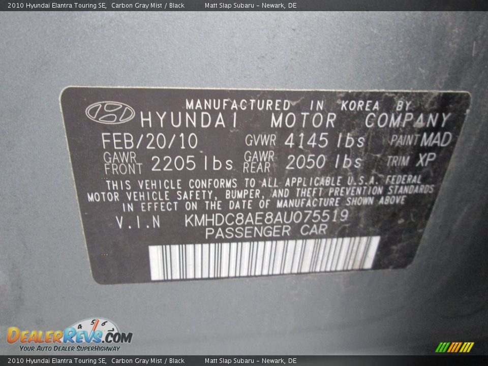 2010 Hyundai Elantra Touring SE Carbon Gray Mist / Black Photo #30
