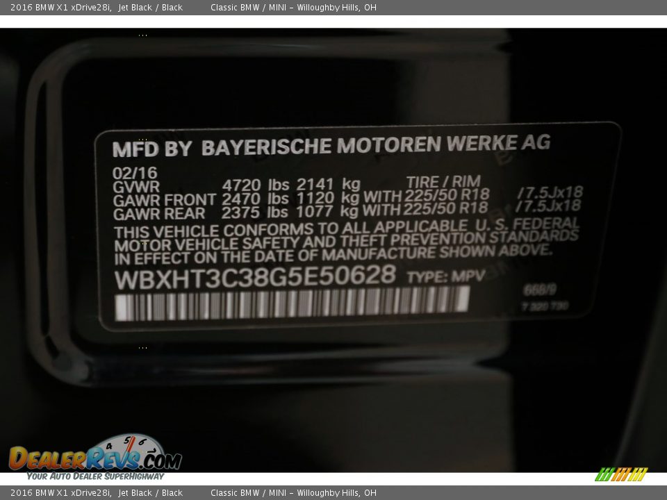 2016 BMW X1 xDrive28i Jet Black / Black Photo #21