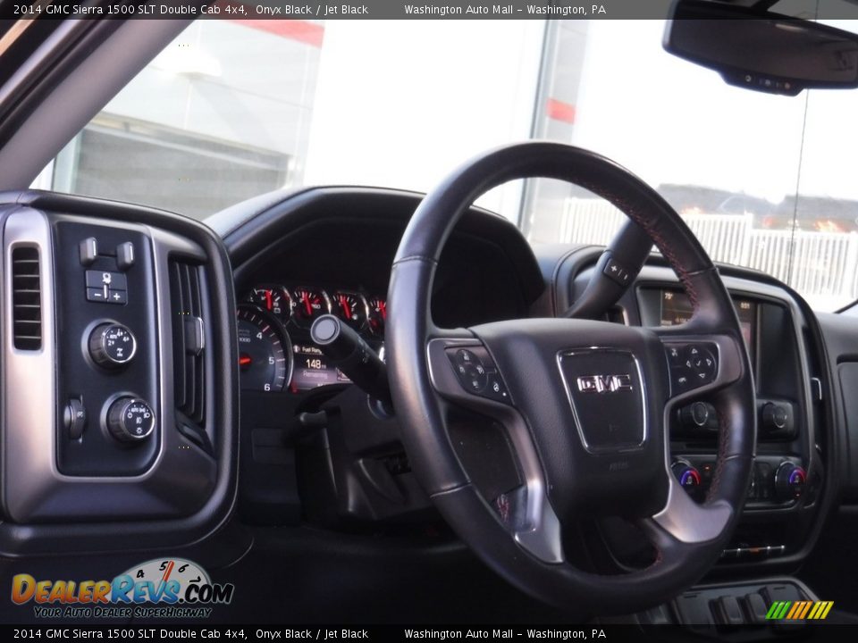 2014 GMC Sierra 1500 SLT Double Cab 4x4 Onyx Black / Jet Black Photo #12