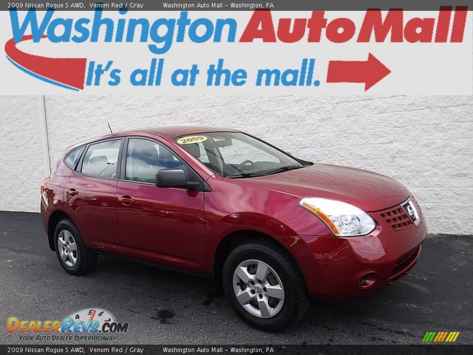 2009 Nissan Rogue S AWD Venom Red / Gray Photo #1