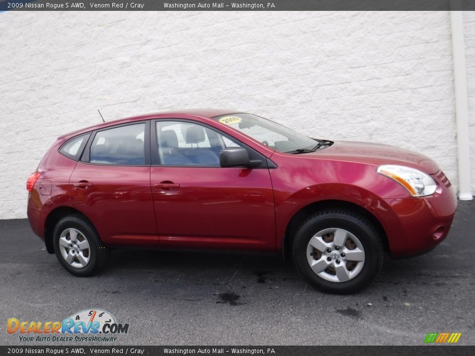2009 Nissan Rogue S AWD Venom Red / Gray Photo #2