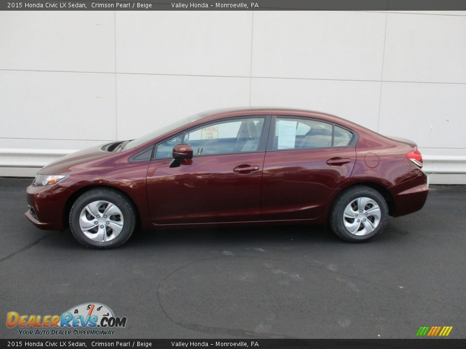 2015 Honda Civic LX Sedan Crimson Pearl / Beige Photo #2