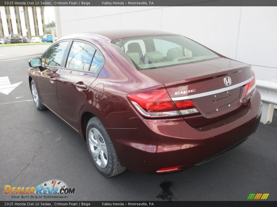 2015 Honda Civic LX Sedan Crimson Pearl / Beige Photo #3
