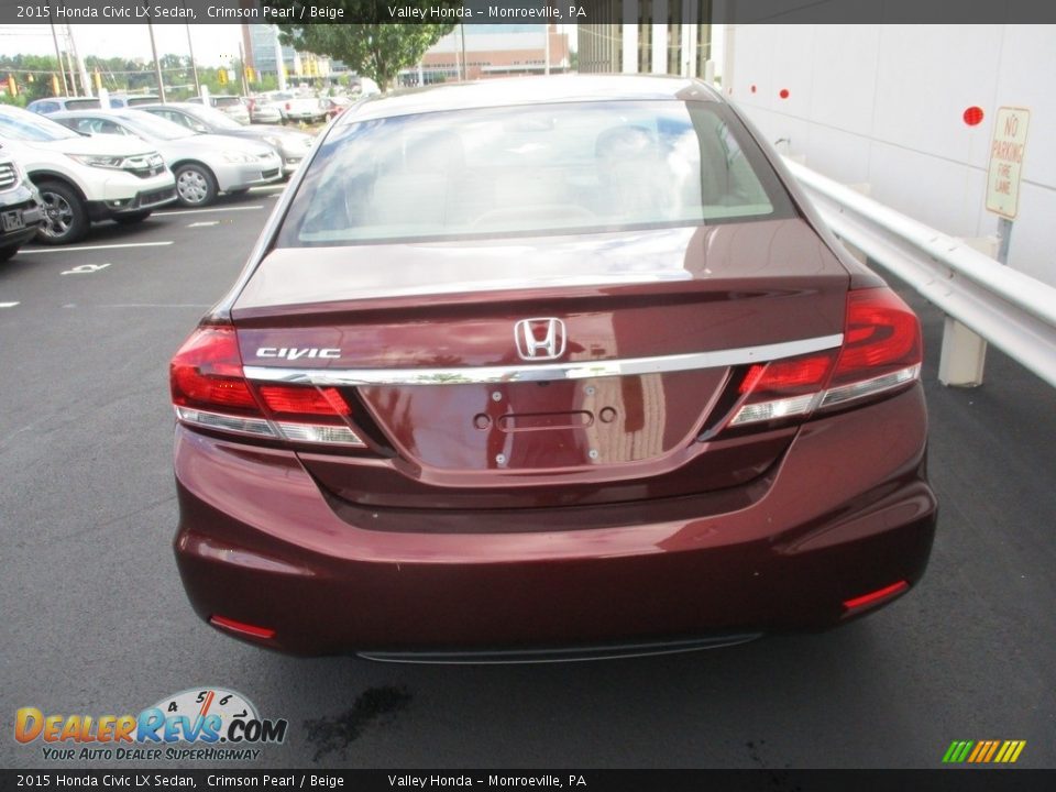 2015 Honda Civic LX Sedan Crimson Pearl / Beige Photo #4