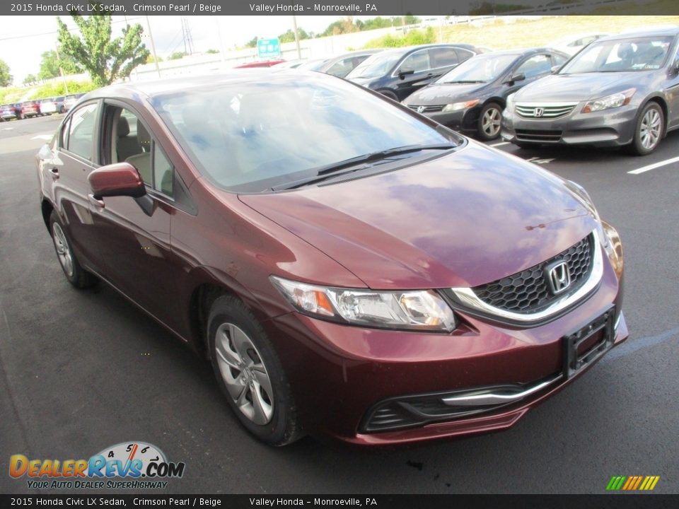 2015 Honda Civic LX Sedan Crimson Pearl / Beige Photo #7