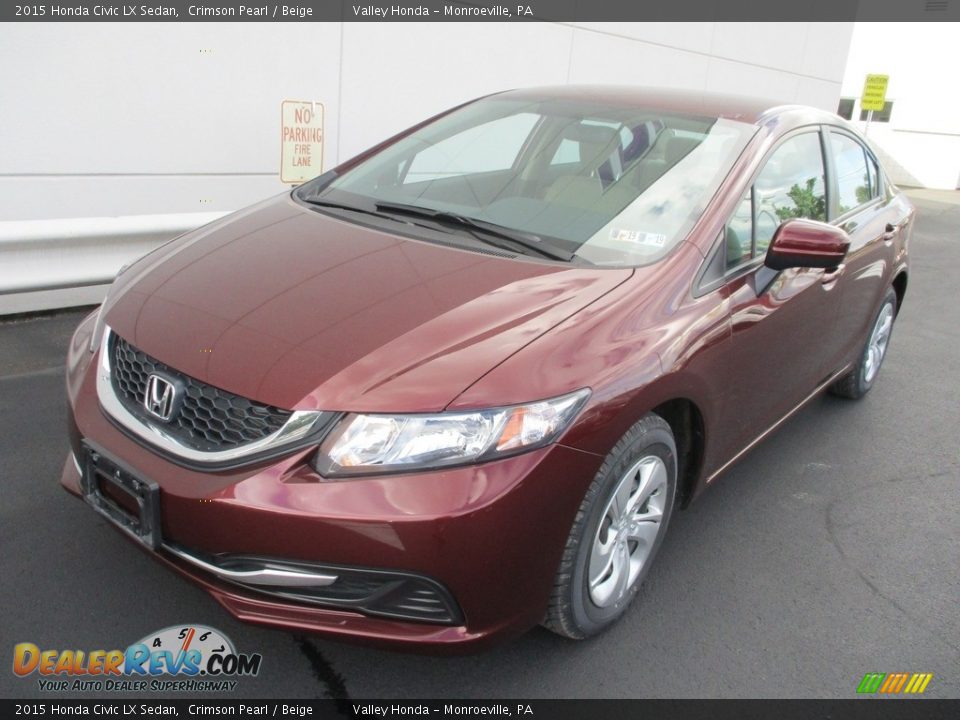 2015 Honda Civic LX Sedan Crimson Pearl / Beige Photo #9