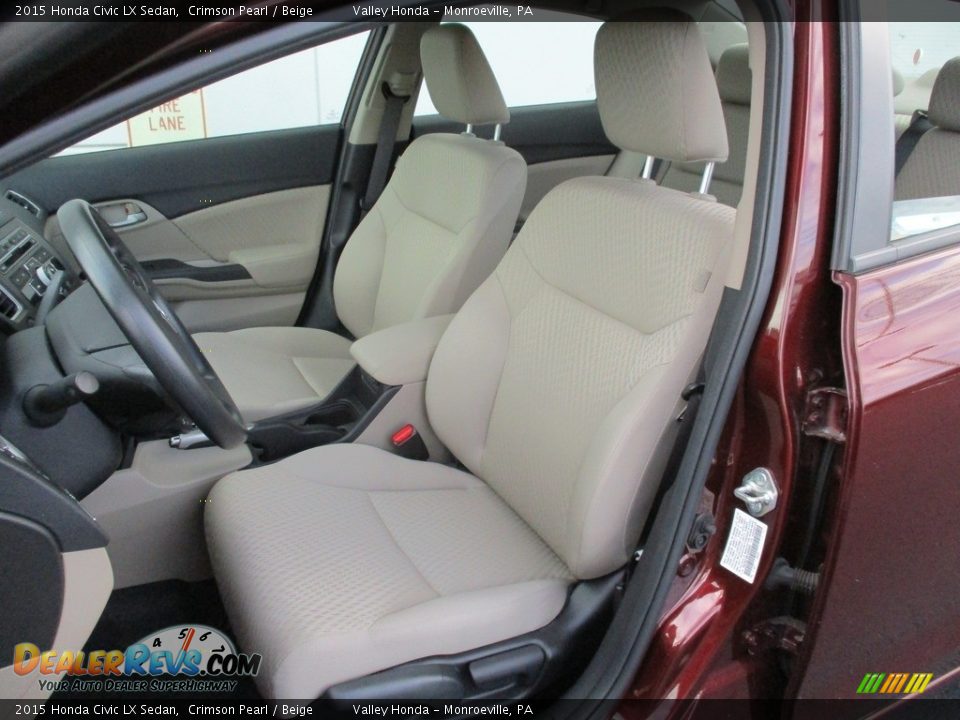 2015 Honda Civic LX Sedan Crimson Pearl / Beige Photo #11