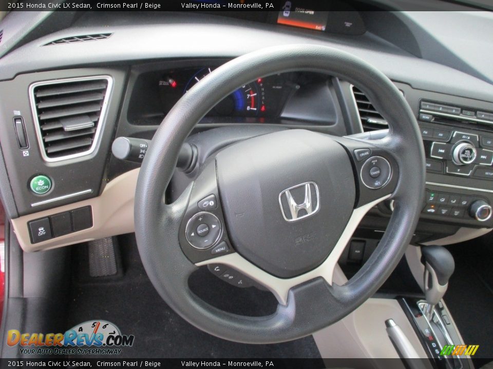 2015 Honda Civic LX Sedan Crimson Pearl / Beige Photo #13