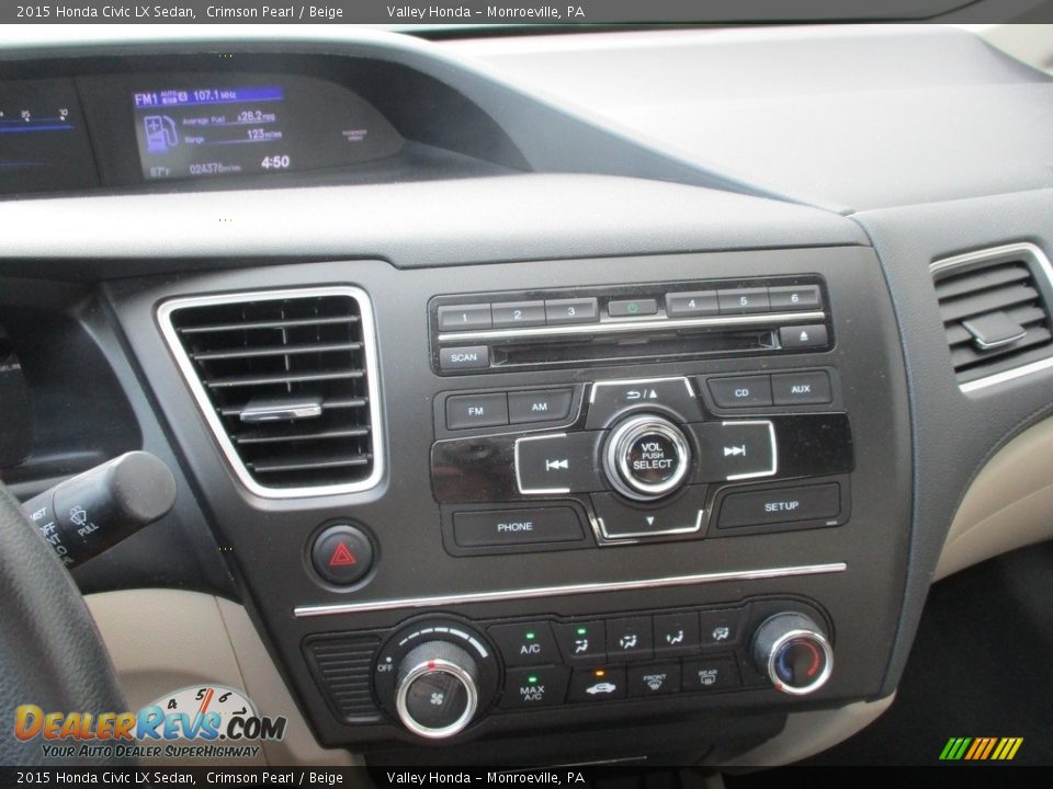 2015 Honda Civic LX Sedan Crimson Pearl / Beige Photo #15