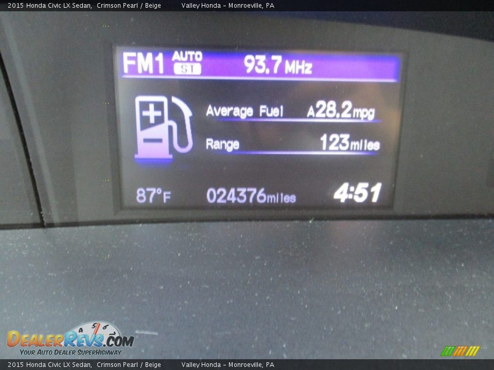 2015 Honda Civic LX Sedan Crimson Pearl / Beige Photo #20