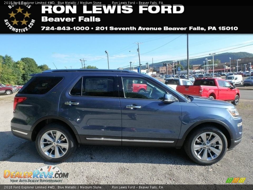 2018 Ford Explorer Limited 4WD Blue Metallic / Medium Stone Photo #1