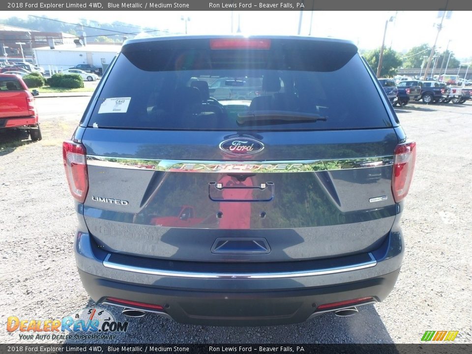 2018 Ford Explorer Limited 4WD Blue Metallic / Medium Stone Photo #3