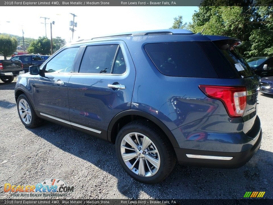 2018 Ford Explorer Limited 4WD Blue Metallic / Medium Stone Photo #4