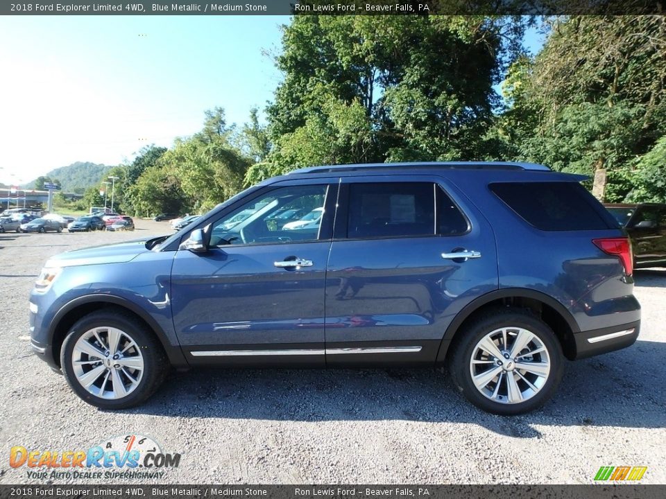 2018 Ford Explorer Limited 4WD Blue Metallic / Medium Stone Photo #5