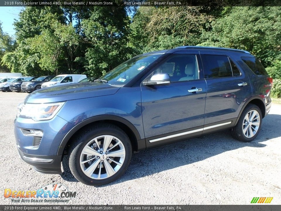 2018 Ford Explorer Limited 4WD Blue Metallic / Medium Stone Photo #6