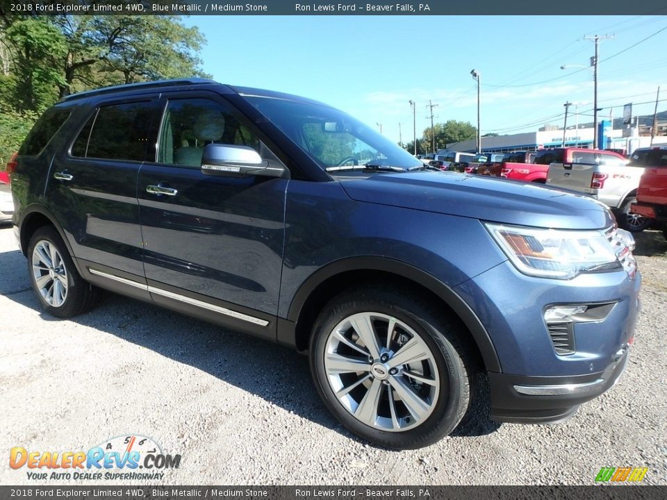 2018 Ford Explorer Limited 4WD Blue Metallic / Medium Stone Photo #8